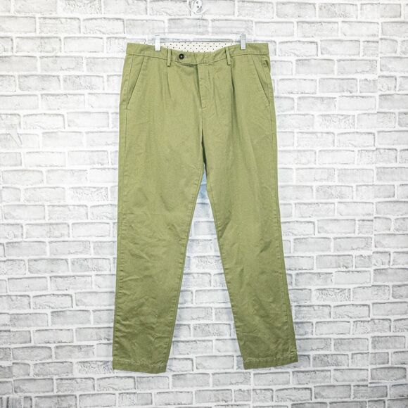 Massimo Alba Men's Pleated front Chino Pants in Green Cotton size 54 36W - Picture 1 of 9